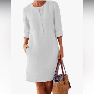 Women's Linen Dress Casual Loose Comfortable Knee-Length Tshirt dress